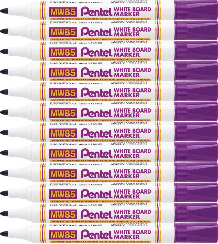12x Marker suchościeralny Pentel MW85, okrągła, 4.4mm, fioletowy