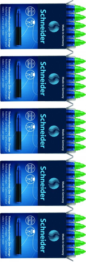 5x Kartridże Schneider One Change, do piór kulkowych, 0.6mm, 5 sztuk, zielony