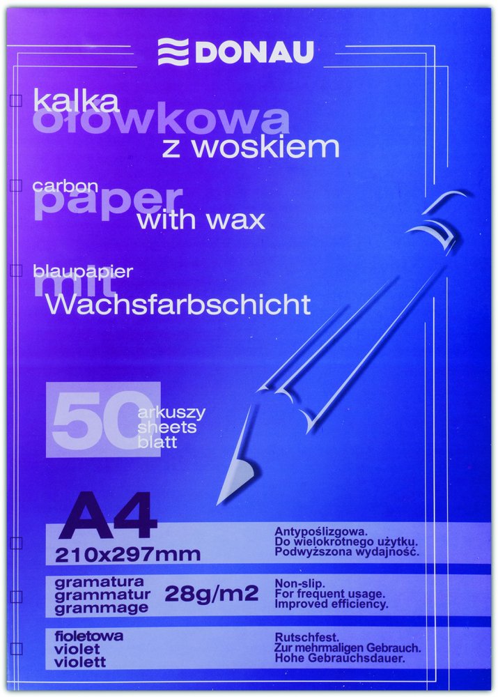 Kalka ołówkowa Donau, A4, 50 arkuszy, fioletowy