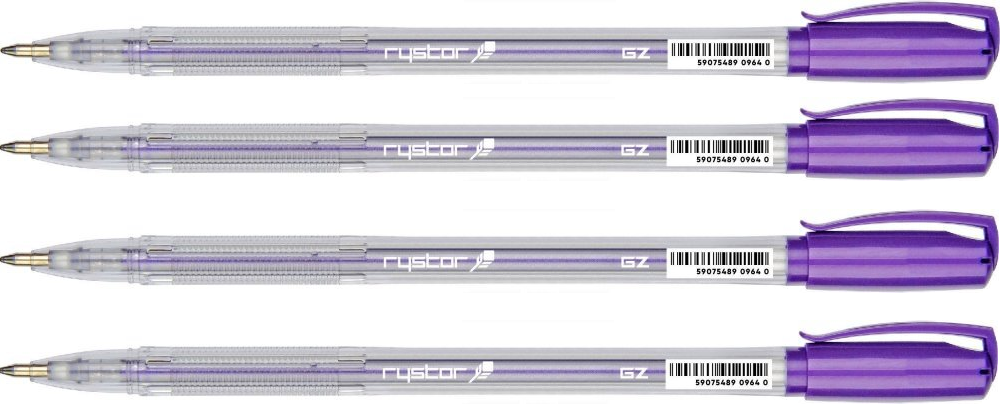 4x Długopis żelowy Rystor, GZ-031, 0.5mm, fioletowy metalik