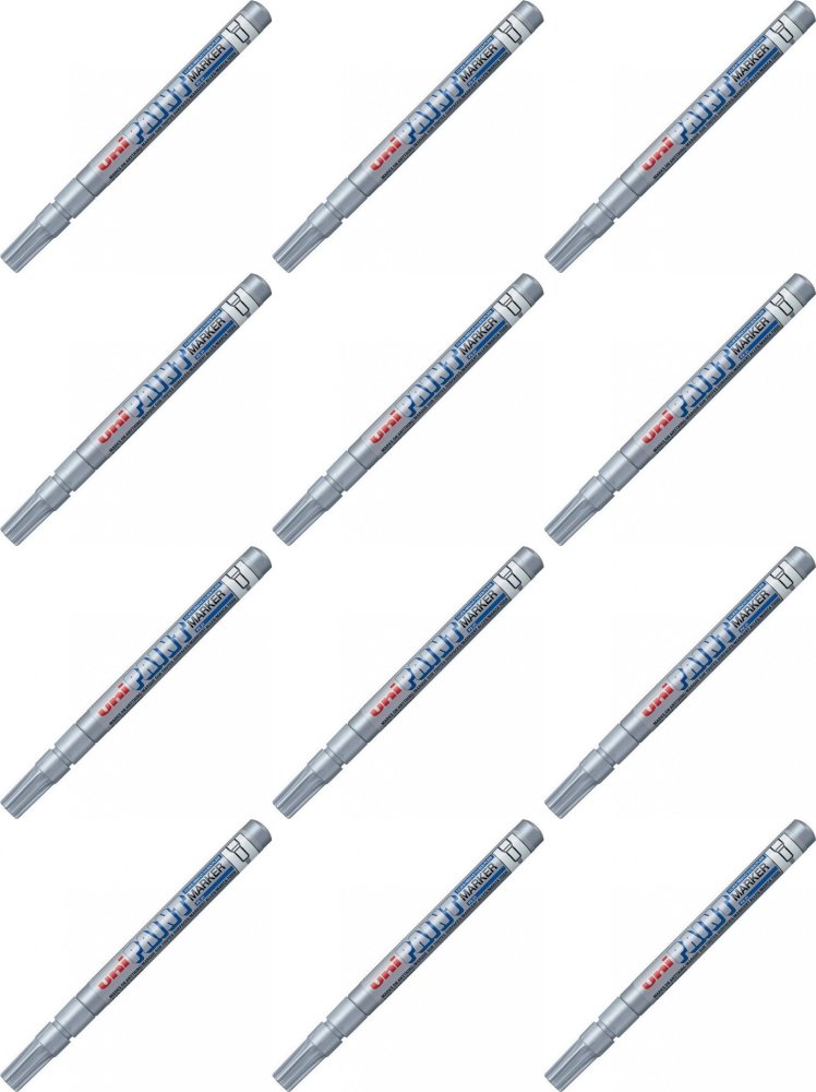 12x Marker olejowy Uni PX-21, okrągła, 1.2 mm, srebrny