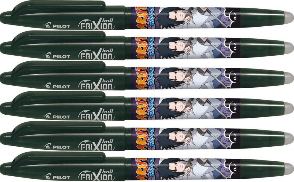 6x Pióro kulkowe wymazywalne Pilot Frixion Ball Naruto Sasuke, 0.7mm, czarny
