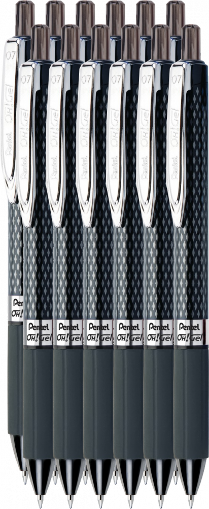 12x Długopis żelowy automatyczny Pentel, OH! Gel K497, 0.7mm, czarny