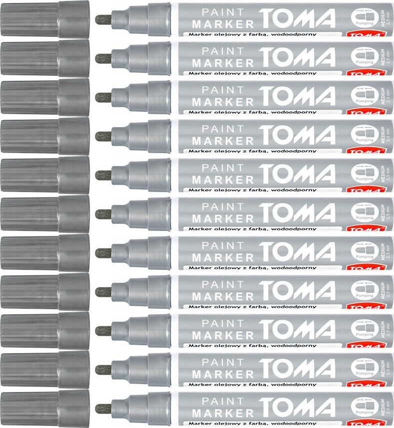 12x Marker olejowy Toma TO-440, okrągła, 2.5 mm, srebrny