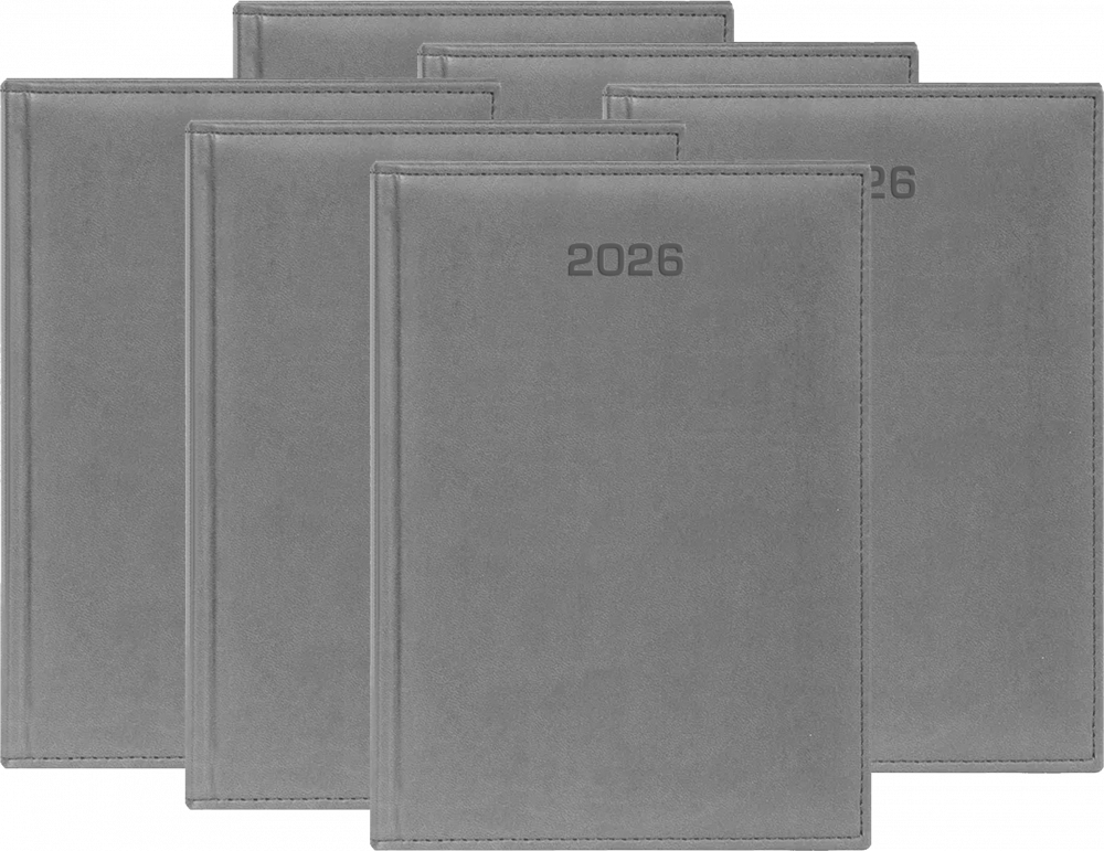 6x Kalendarz książkowy 2026, Udziałowiec, Biznesowy, A4, dzienny, szary
