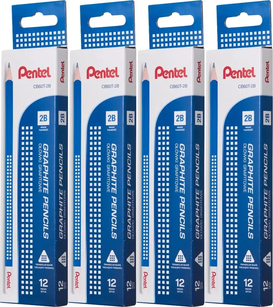 48x Ołówek drewniany Pentel CB60T, 2B