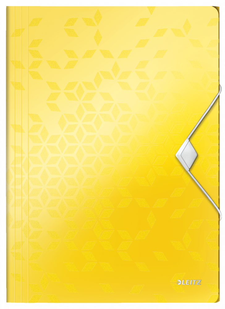 Teczka plastikowa z gumką Leitz Wow, A4, 15mm, żółty