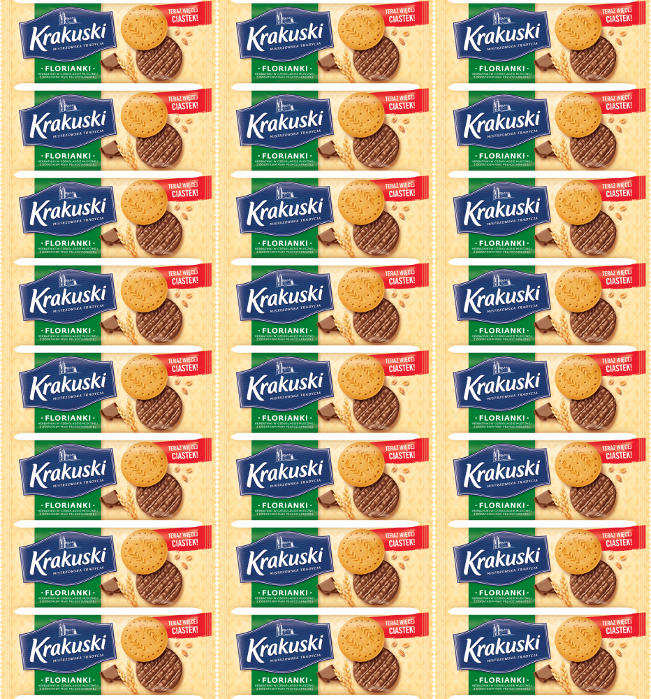 24x Herbatniki Krakuski Florianki, z czekoladą, 171g