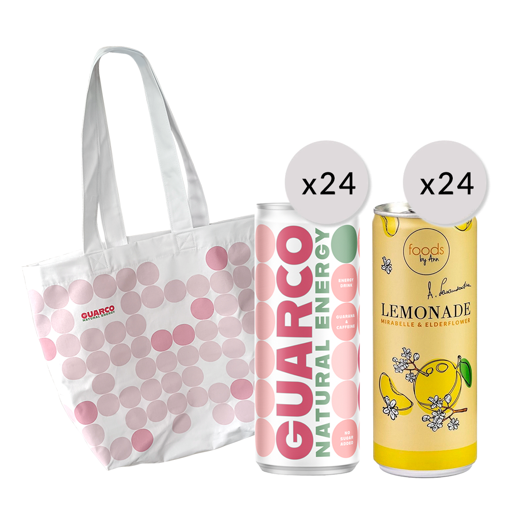 Zestaw: Guarco wiśnia, 250 ml x24 + Lemoniada mirabelka, 250 ml x24 + Torba Guarco