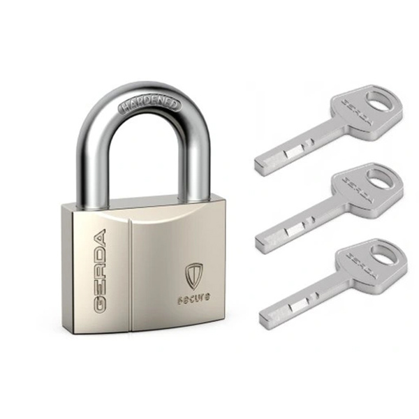 Kłódka satynowa wzmacniana 50mm z pałąkiem Gerda