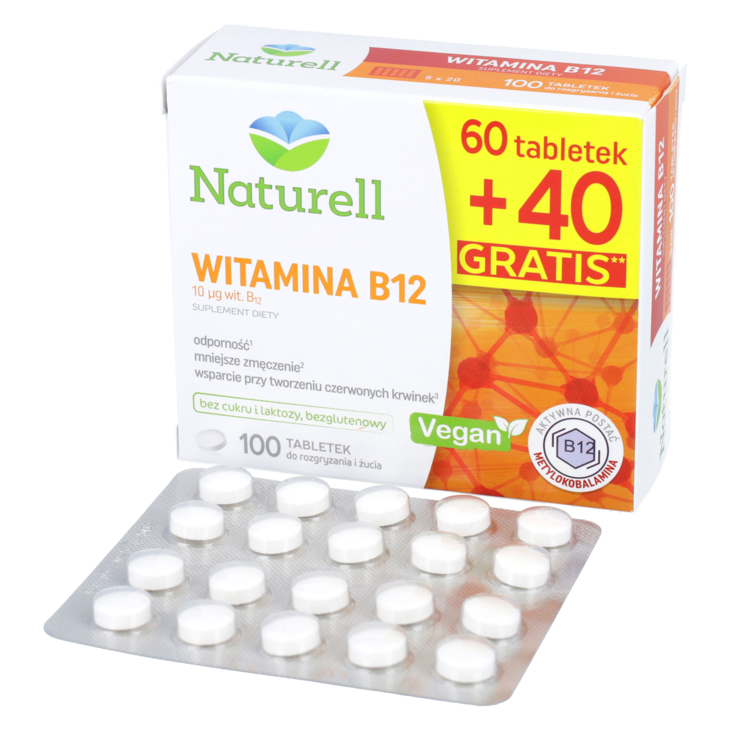 Naturell witamina b12, 100 tabletek