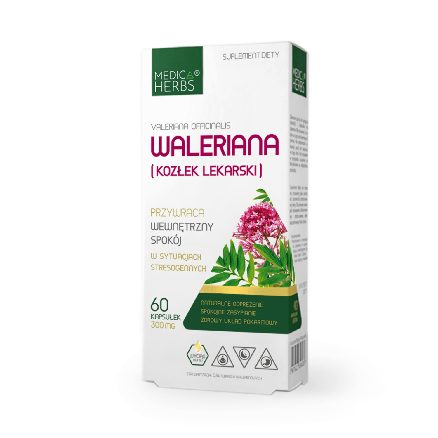 Medica herbs waleriana (kozłek lekarski) 300 mg, 60 kapsułek