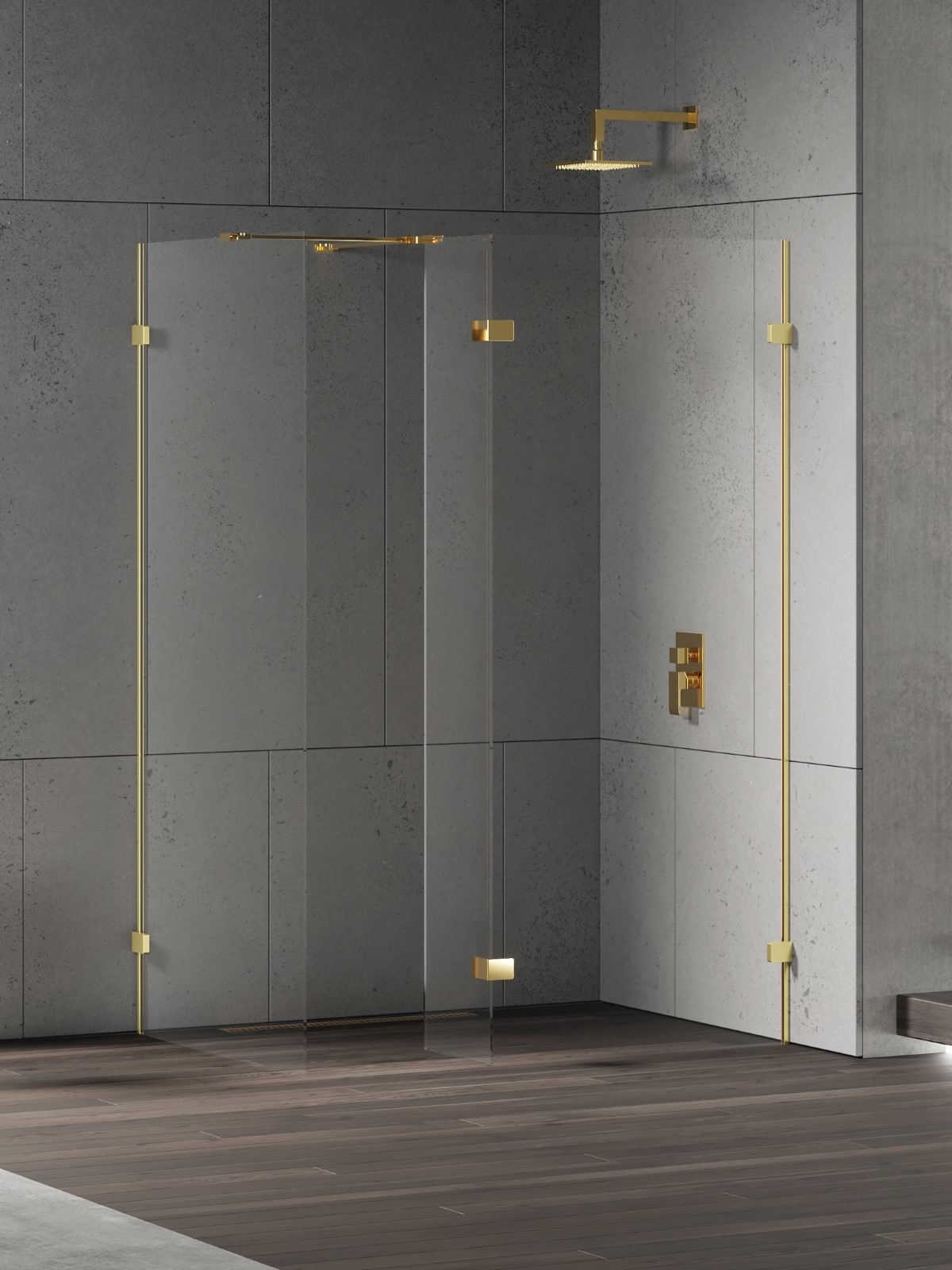 New Trendy Eventa Gold Shine ścianka prysznicowa walk-in 100 cm złoty połysk/szkło przezroczyste EXK-4866