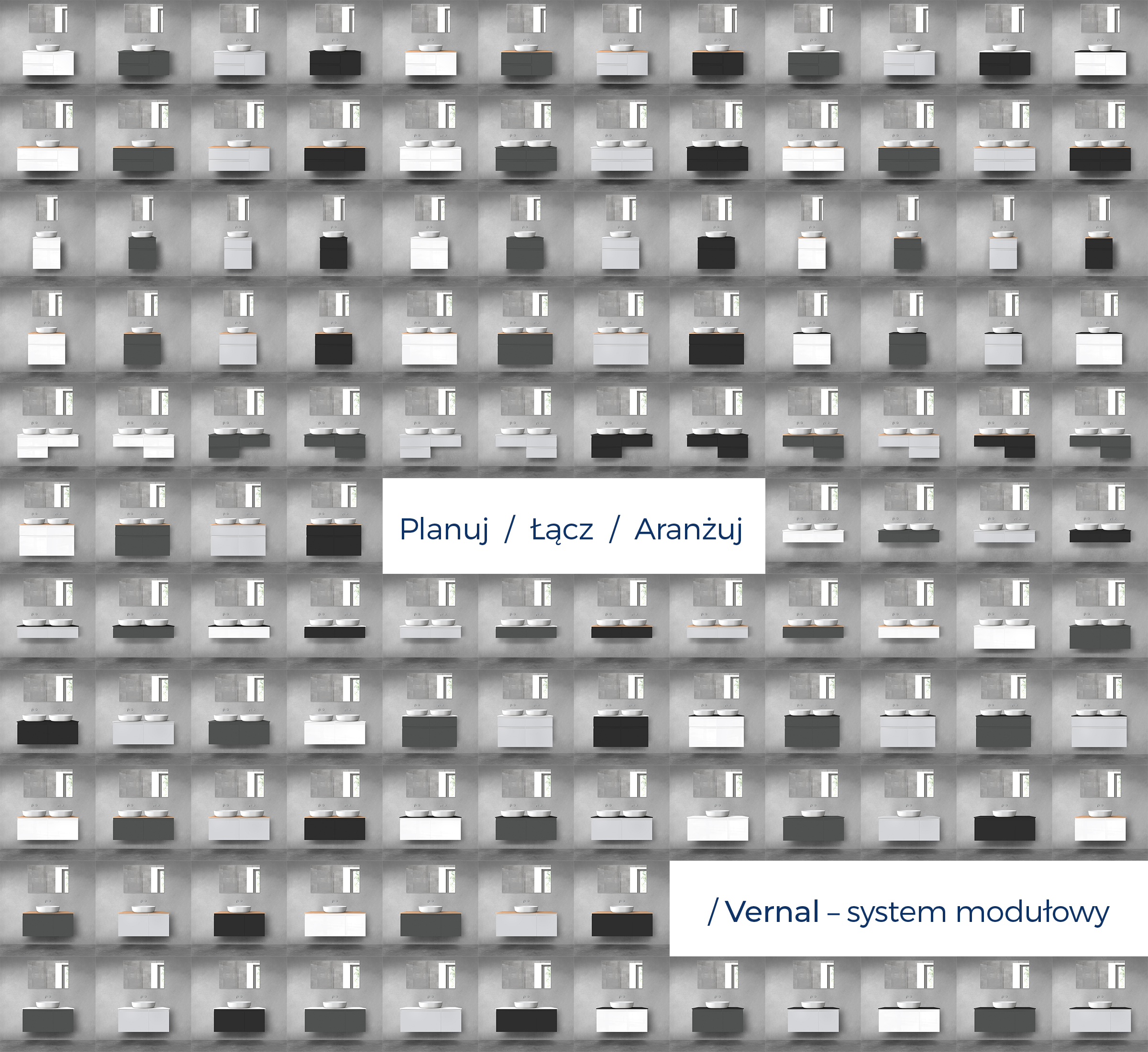 Oltens Vernal zestaw mebli łazienkowych 120 cm z blatem czarny mat/biały połysk 68229300 - Wysyłka w 24h