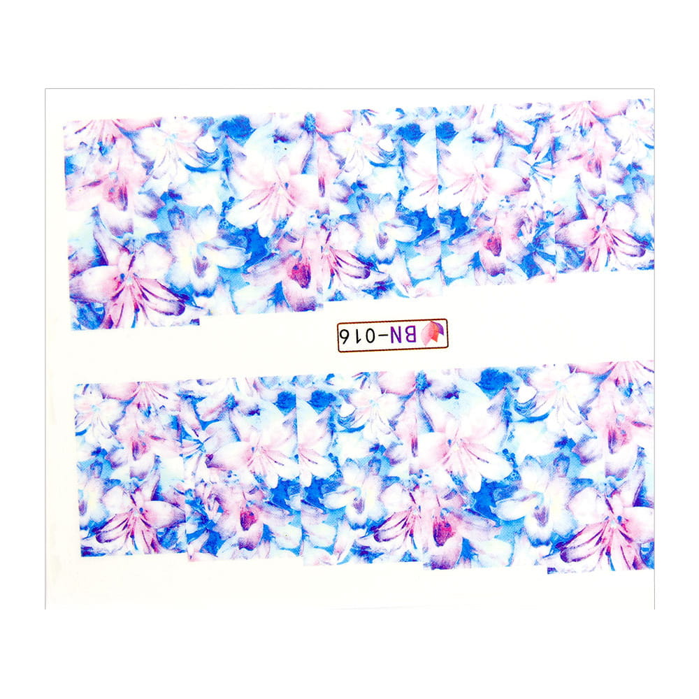 Naklejki wodne do paznokci arkusz 6,5 x 5,5 cm na 10 palców bn Nr 016