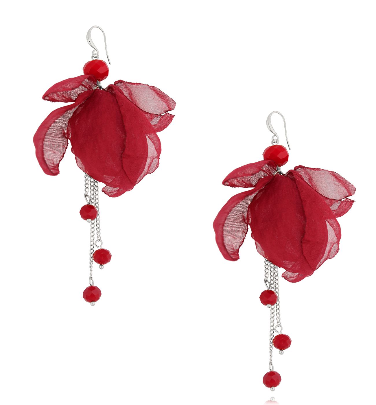 Kolczyki bordowe z szyfonu Carnation KBL1782