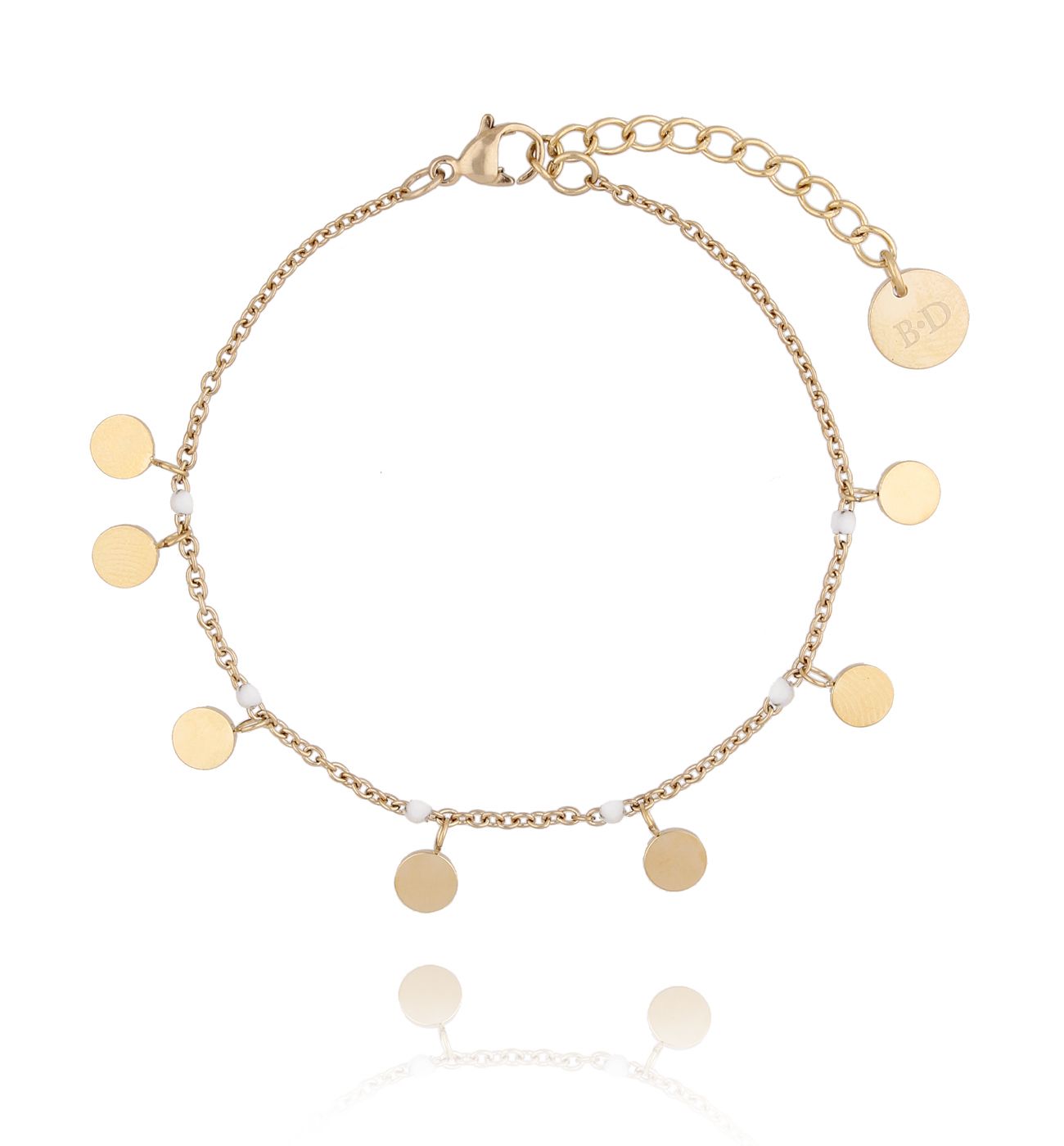 Bransoletka złota z dyskami ze stali szlachetnej - By Dziubeka