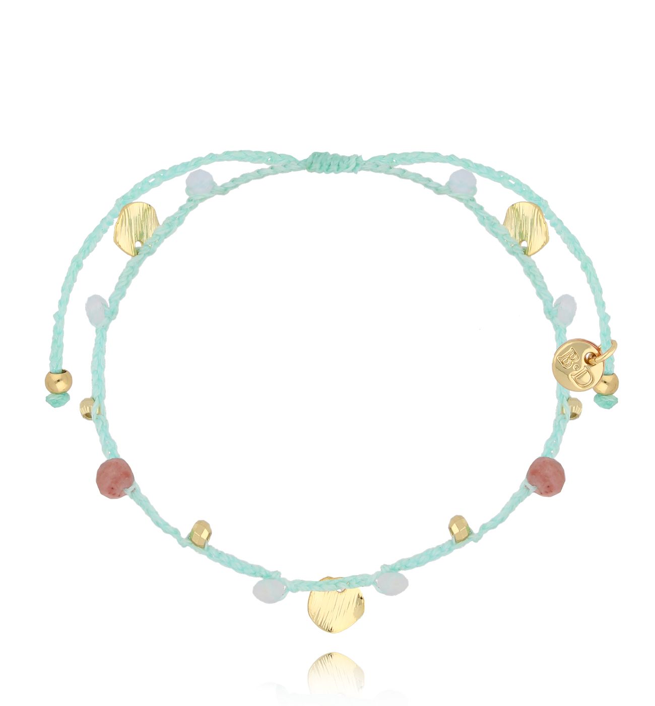 Bransoletka z miętowym sznurkiem i zawieszkami BSC2007