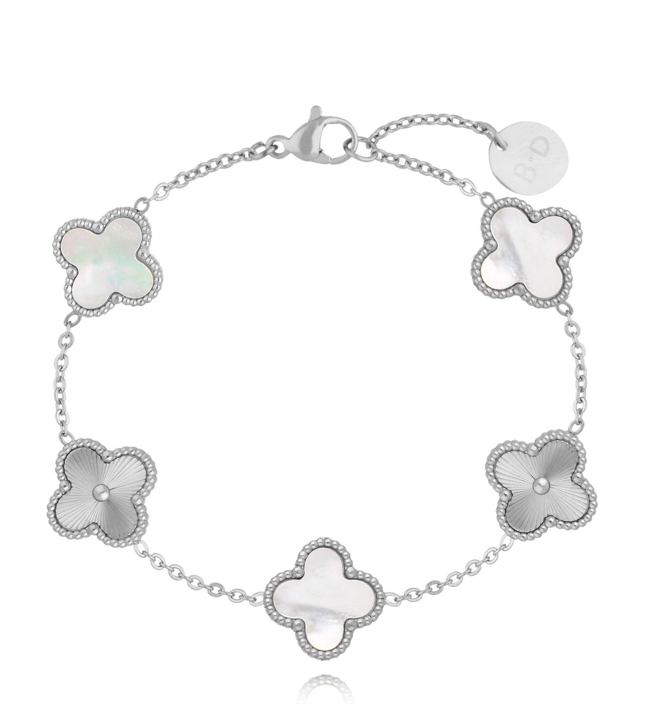 Bransoletka z koniczynkami srebrna Clovers BSY0167 - By Dziubeka