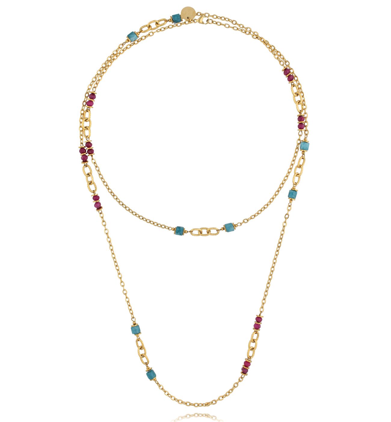 Naszyjnik długi zloty z jadeitami - By Dziubeka