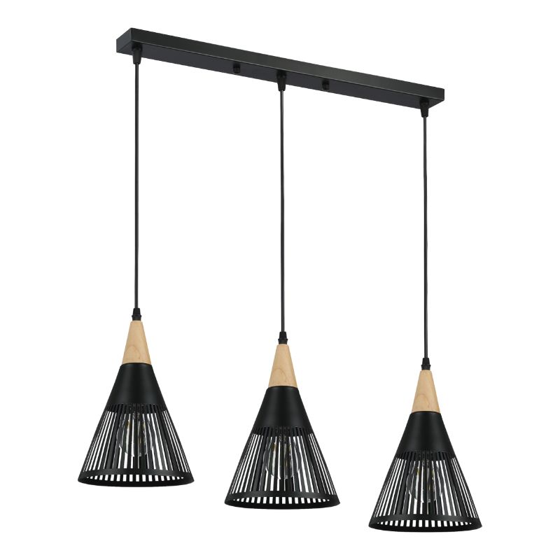 Oprawa wisząca, DPM, 3 x E27, 60 cm, czarny, 1szt