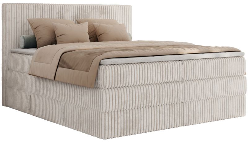 Łóżko kontynentalne MKS Meble TILIANO KING 180x200 H4 beżowy sztruks 1szt.