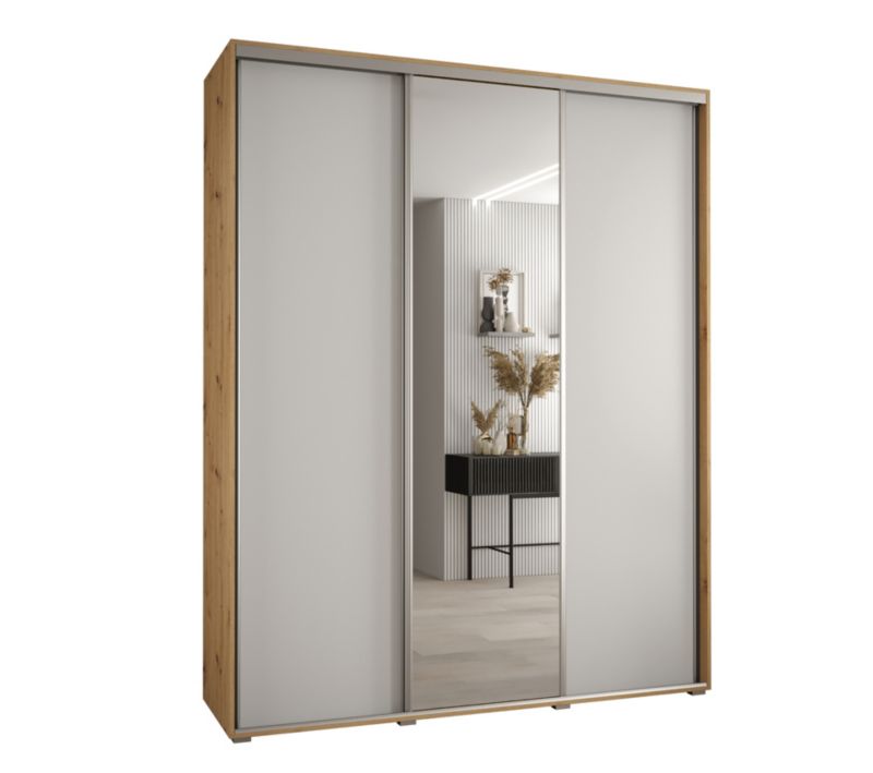 Szafa przesuwna Abiks DAVOS 3 wysoka szer.190cm gł.45cm artisan/biały/srebrny 1szt.