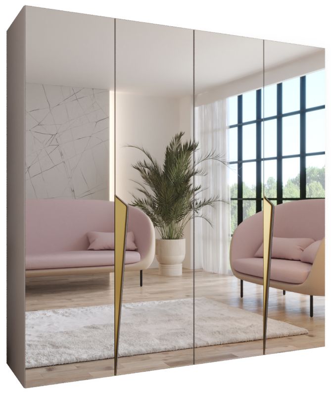 Szafa uchylna z lustrem otwierana Abiks PIANO 3 200 wys 202 cm Kaszmir + Złoty 1 szt