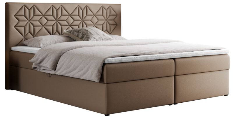 Łóżko kontynentalne MKS Meble LEILA 200x200 H3 Brązowy ecoskóra 1szt.