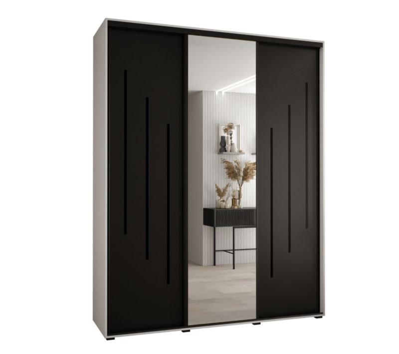 Szafa przesuwna Abiks DAVOS 9 wysoka szer.200cm gł.60cm biały/czarny/czarny 1szt.