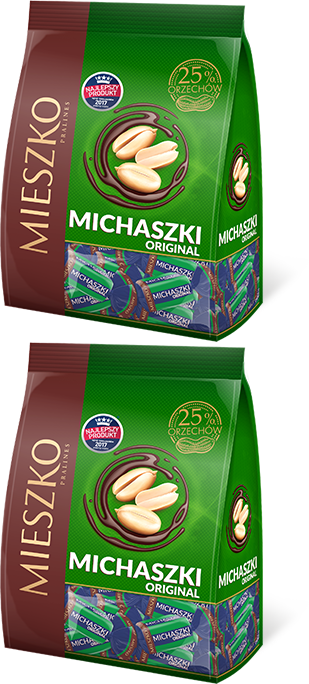2x Cukierki Mieszko Michaszki Original, orzechowy w czekoladzie, 260g