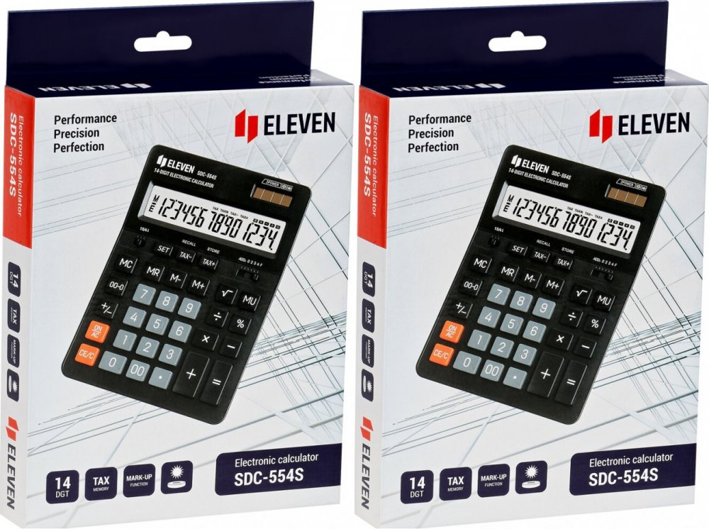 2x Kalkulator Eleven SDC-554S, 14 cyfr, czarny