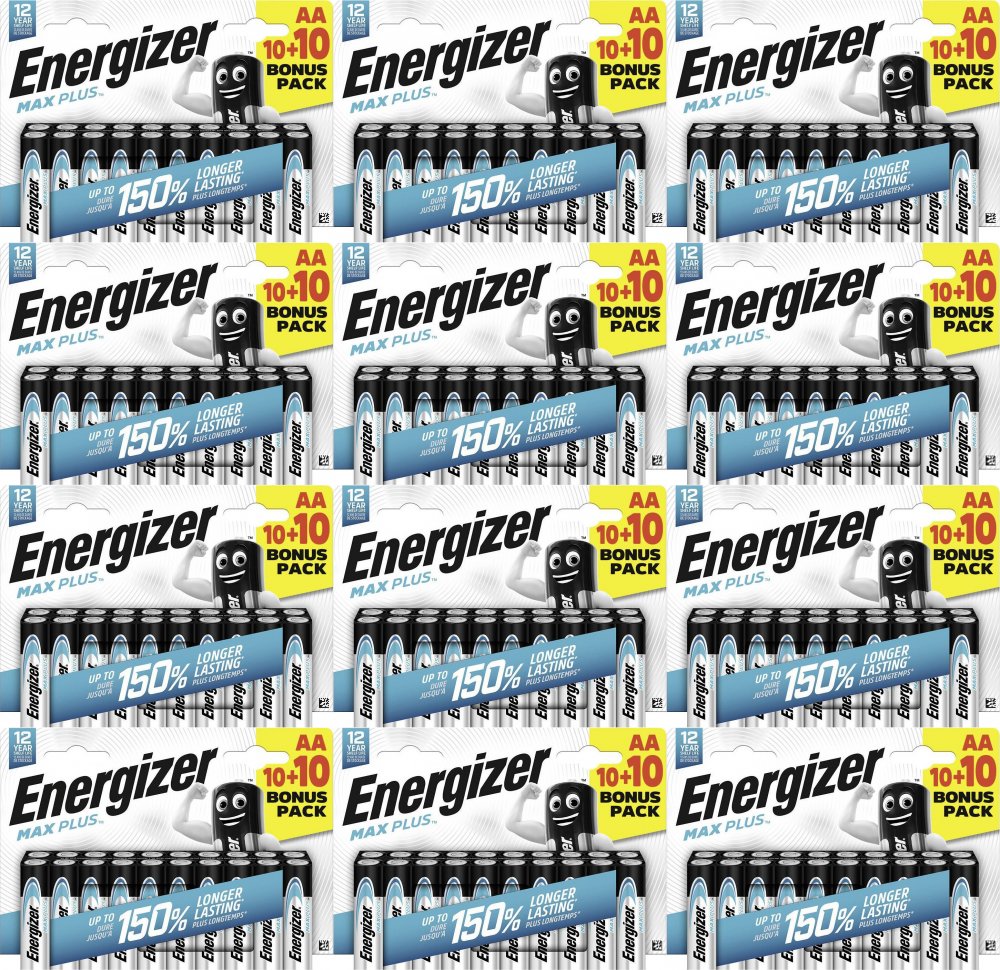 12x Bateria alkaliczna Energizer Max Plus, AA, LR6, 1.5V, 20 sztuk