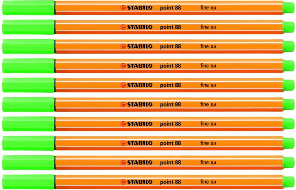 10x cienkopis Stabilo, Point 88, 0.4mm, jasnozielony