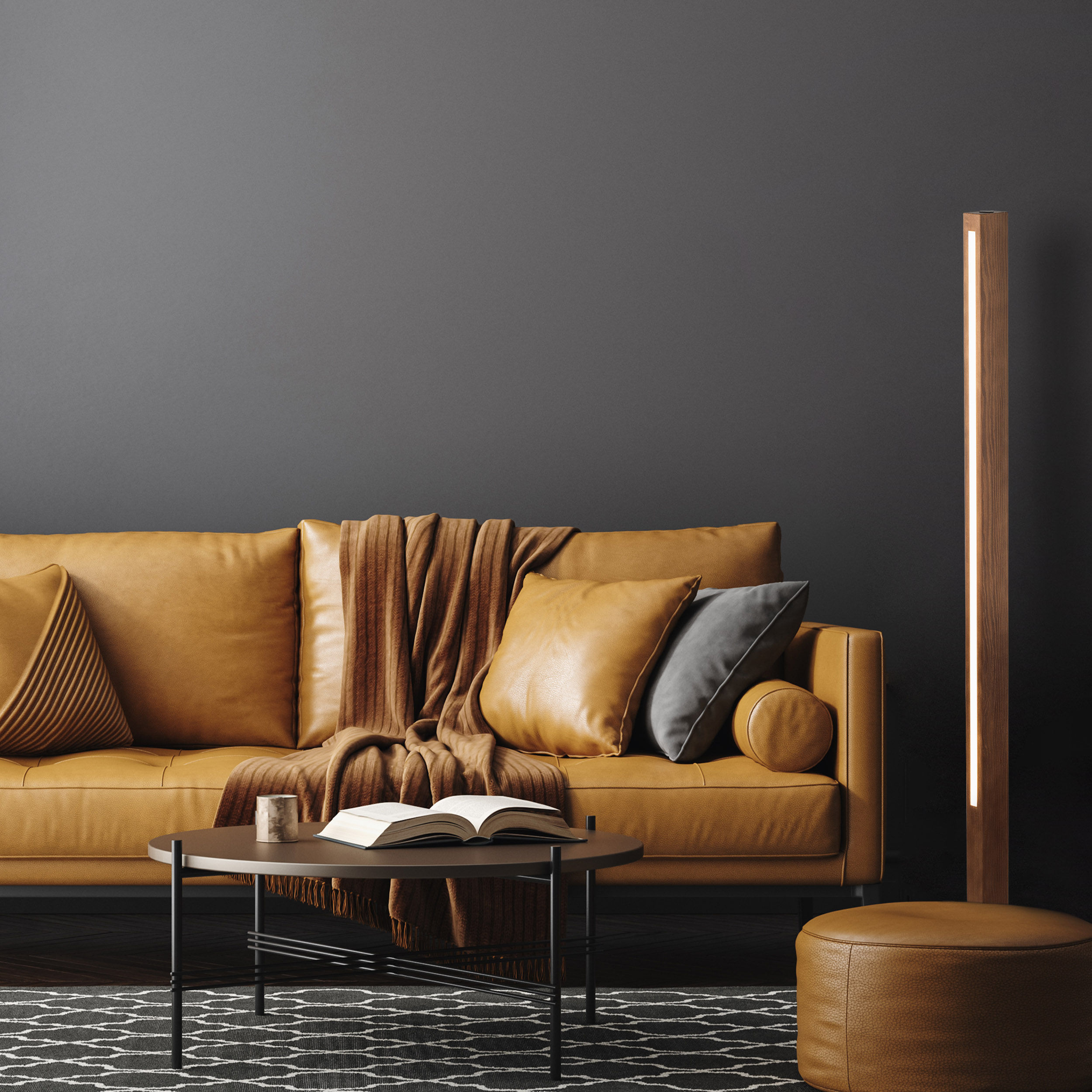 TK Lighting Teo lampa stojąca 1x36W LED ciemne drewno/czarny 1410