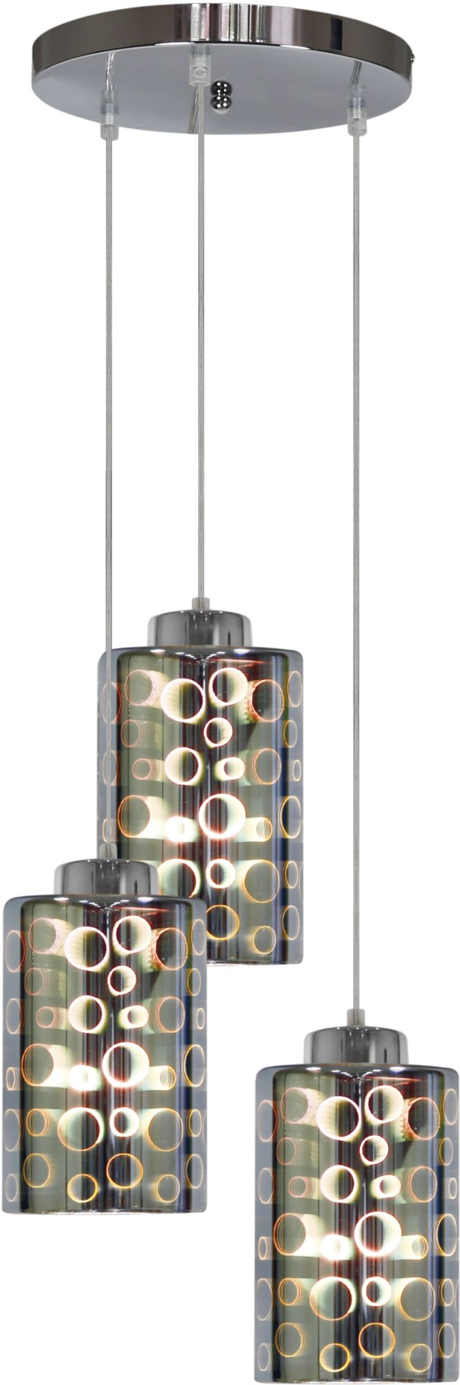 Candellux Nocturno lampa wisząca 3x40W mix kolorów/chrom 33-57747