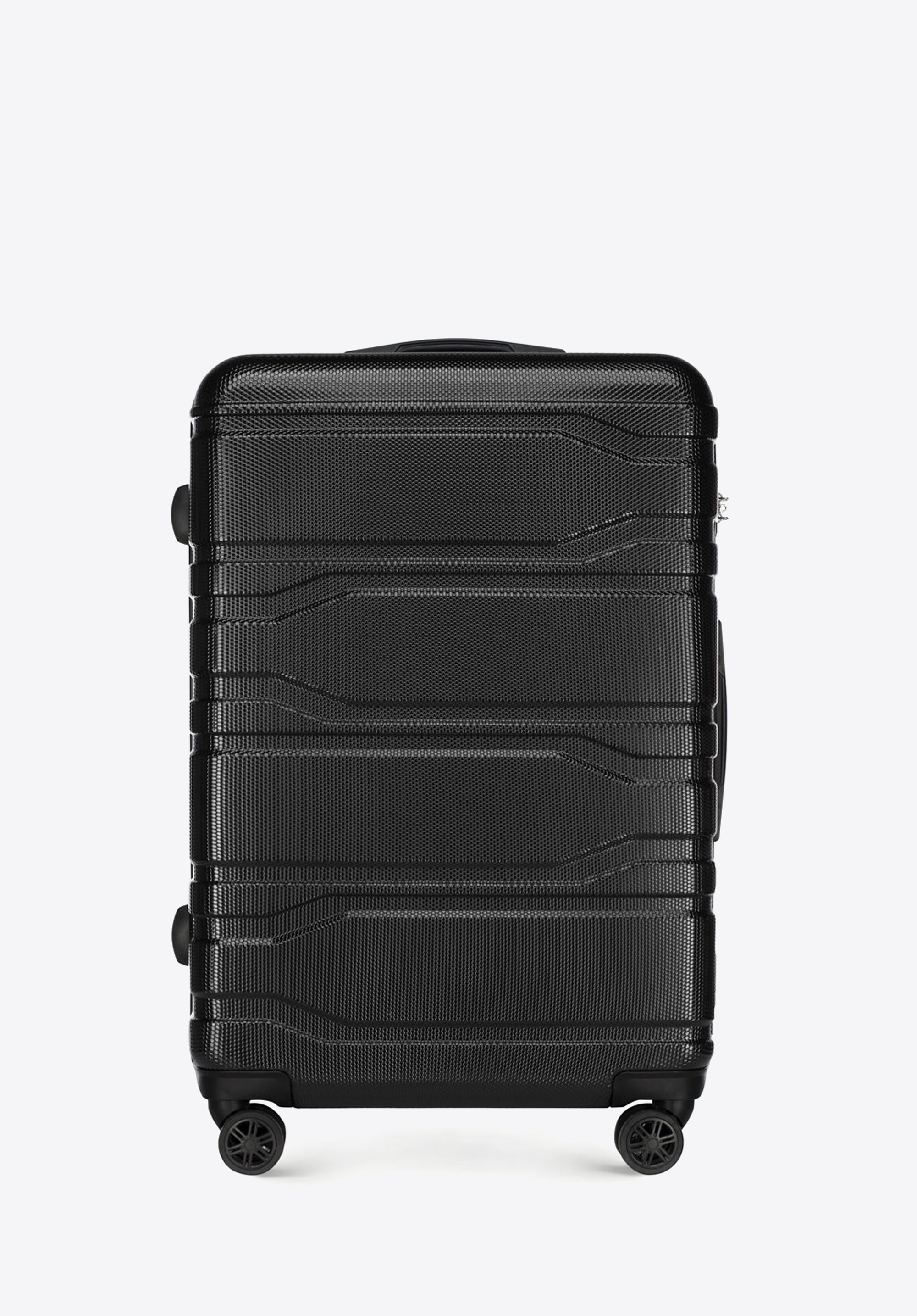 Duża walizka z polikarbonu tłoczona czarna