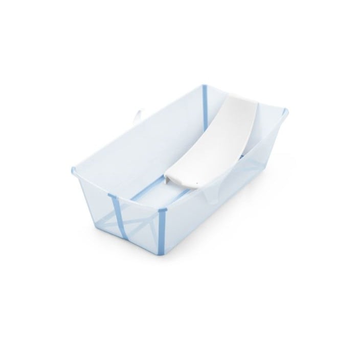 Stokke Flexi Bath XL Bundle- składana wanienka kąpielowa z wkładką dla noworodka-Ocean Blue