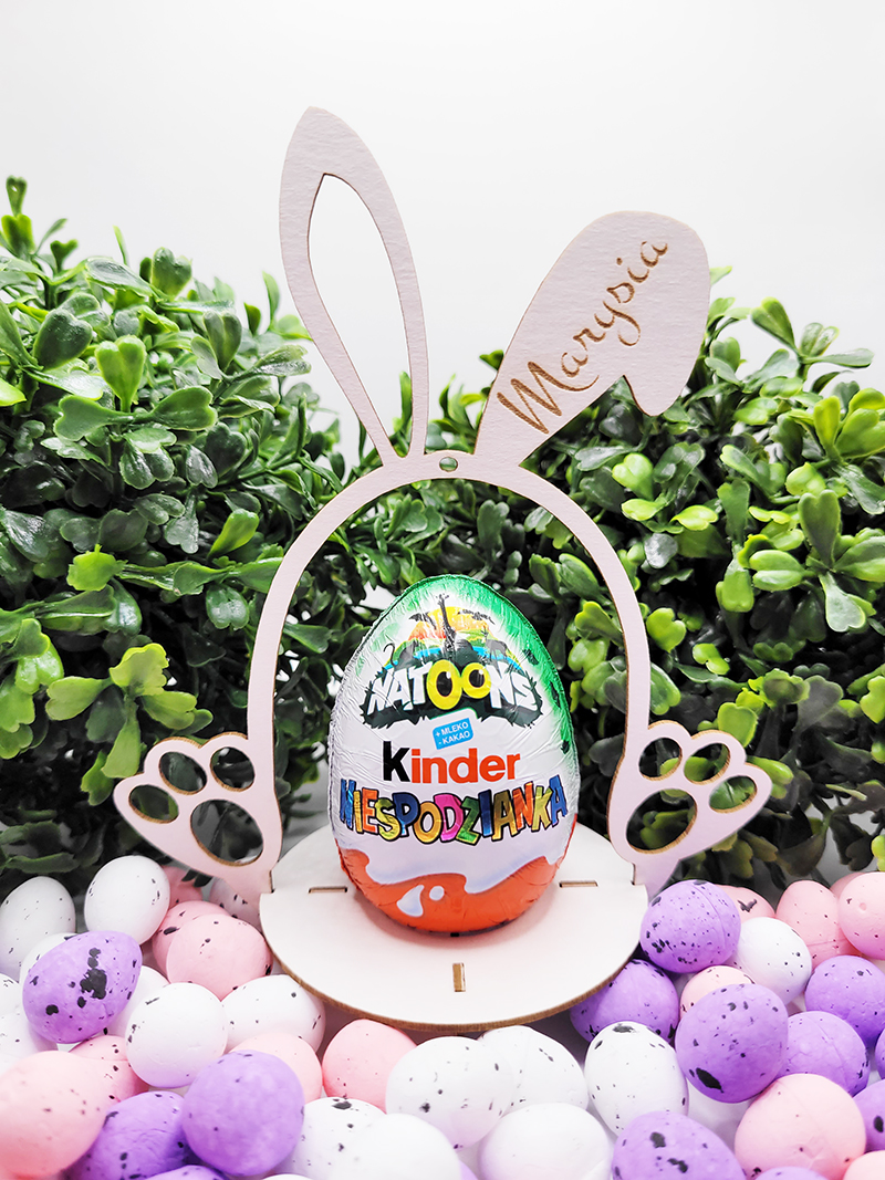 Króliczek wielkanocny zajączek na jajko pisankę kinder niespodziankę prezent z grawerowanym Imieniem dziecka