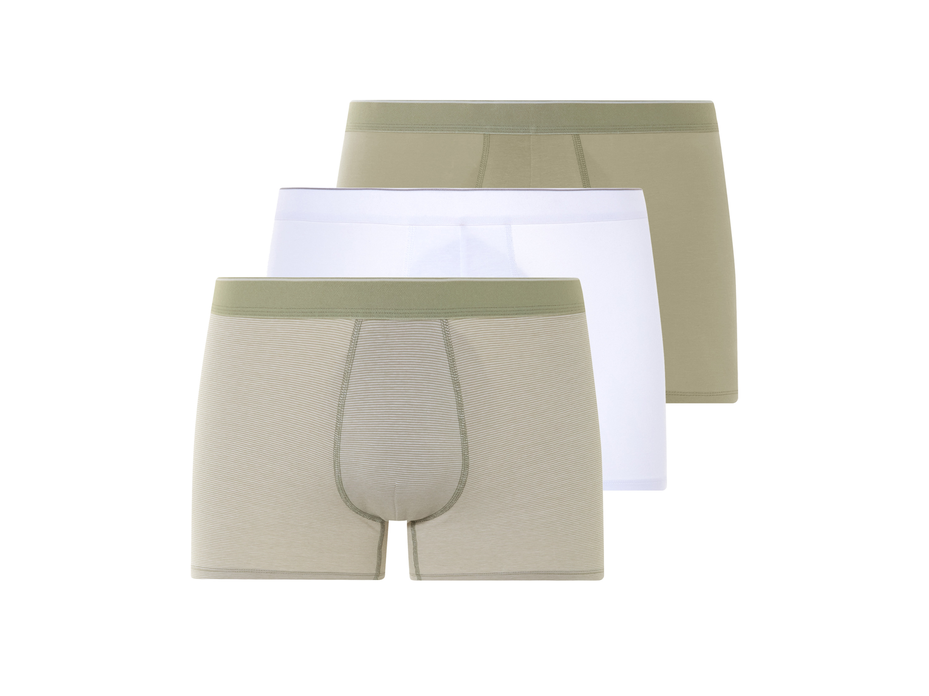 Livergy Bokserki męskie, 3 pary Oliwkowy/ biały, 7/Xl