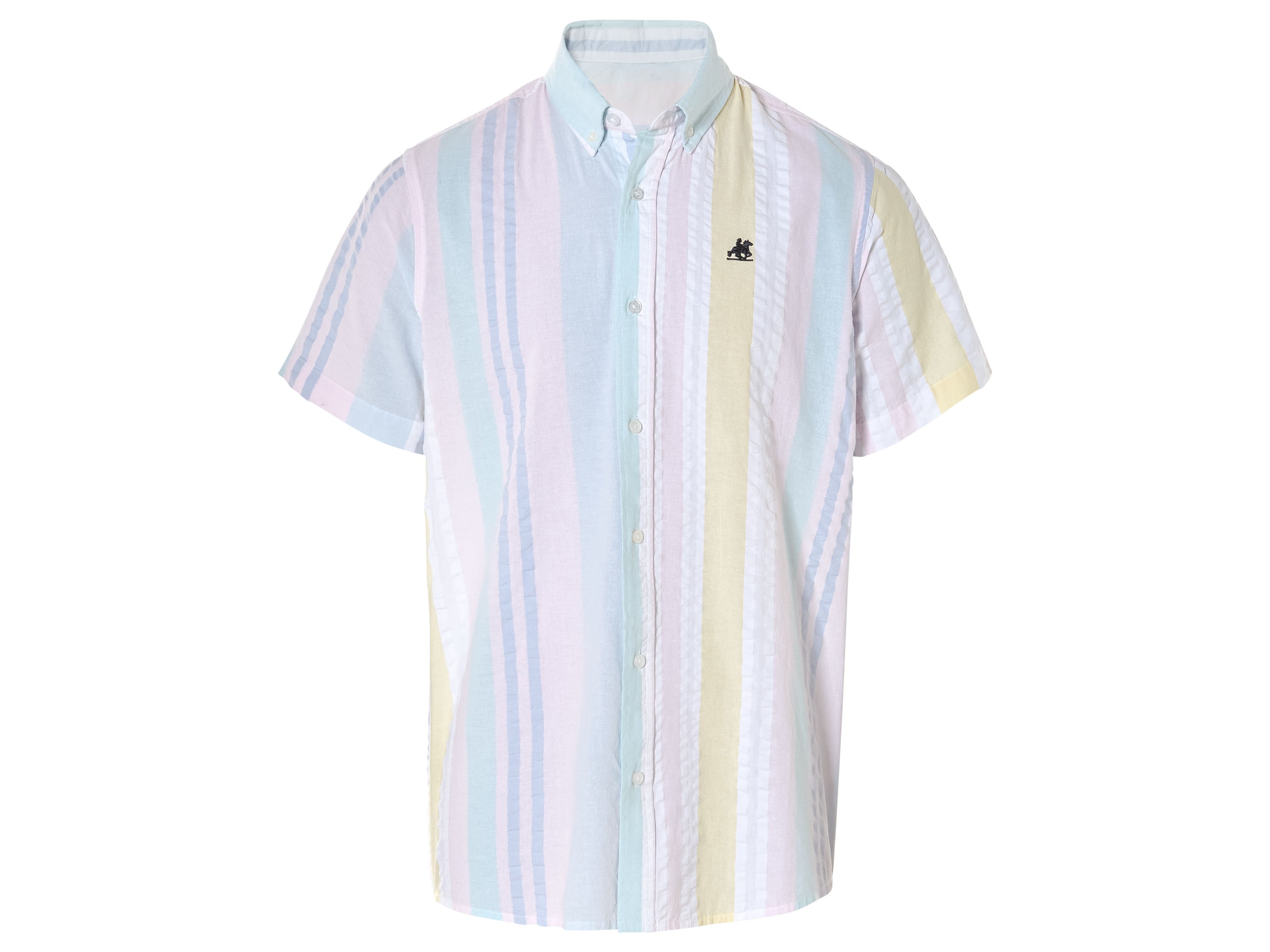 Livergy Koszula męska z bawełny seersucker Kolorowy prążkowany, M 39/40