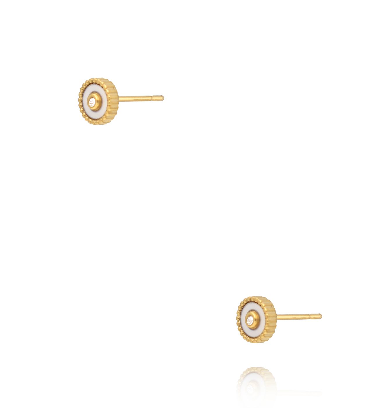 Kolczyki sztyfty złote z emalią i cyrkonią KSY0429