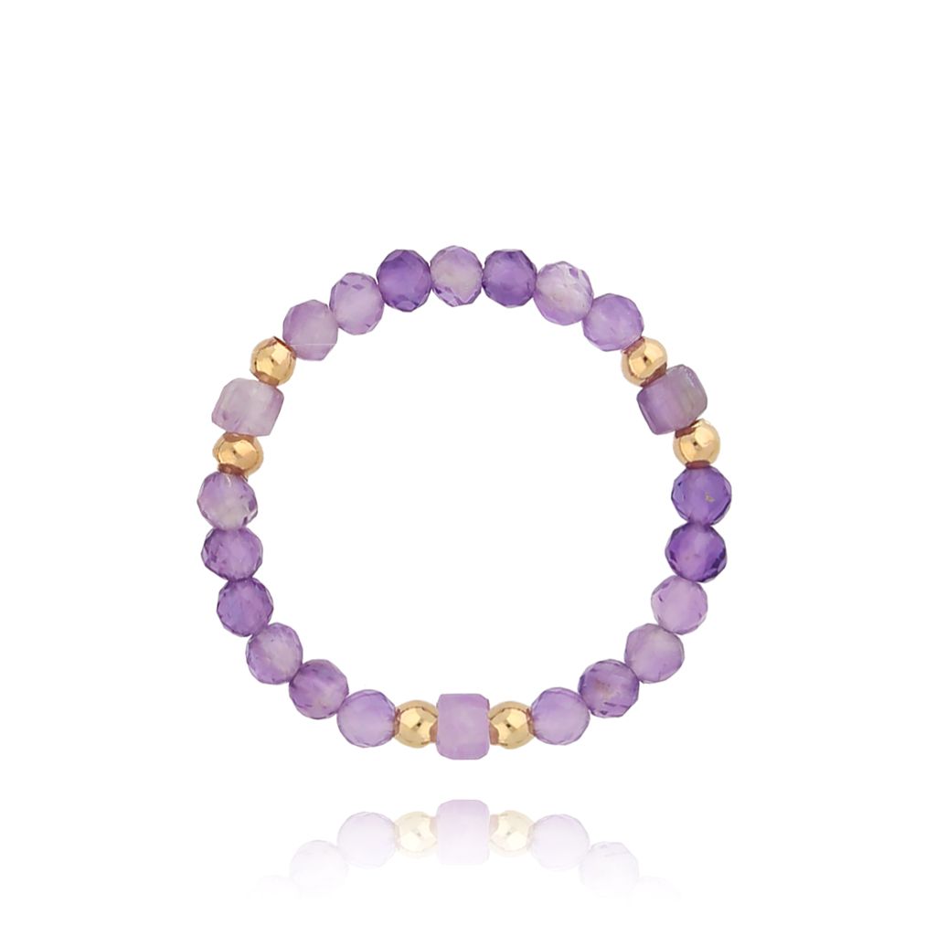 Pierścionek elastyczny z ametystami Montsià PSC0483