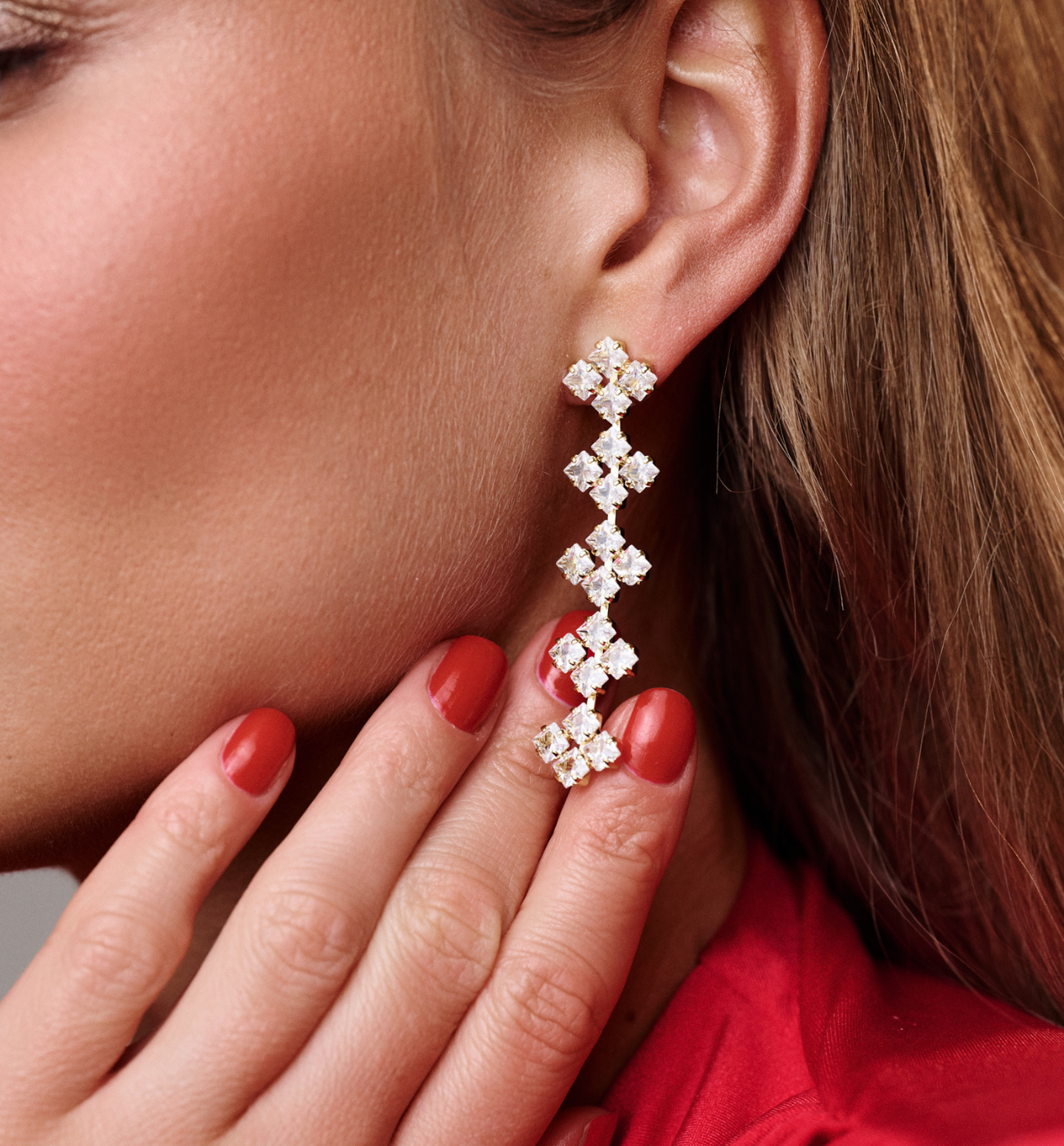 Kolczyki z motywem koniczynek z cyrkoniami - By Dziubeka