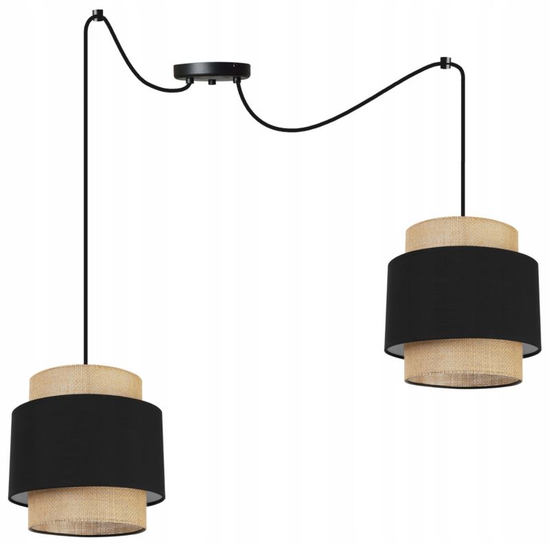 Lampa sufitowa wisząca Light Home LH Boho Juta 2x E27 60W czarny 1szt.