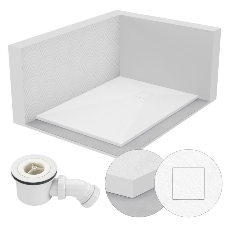 Brodzik prysznicowy SEVANTE STONE prostokątny 100x90 biały z syfonem 1 szt.