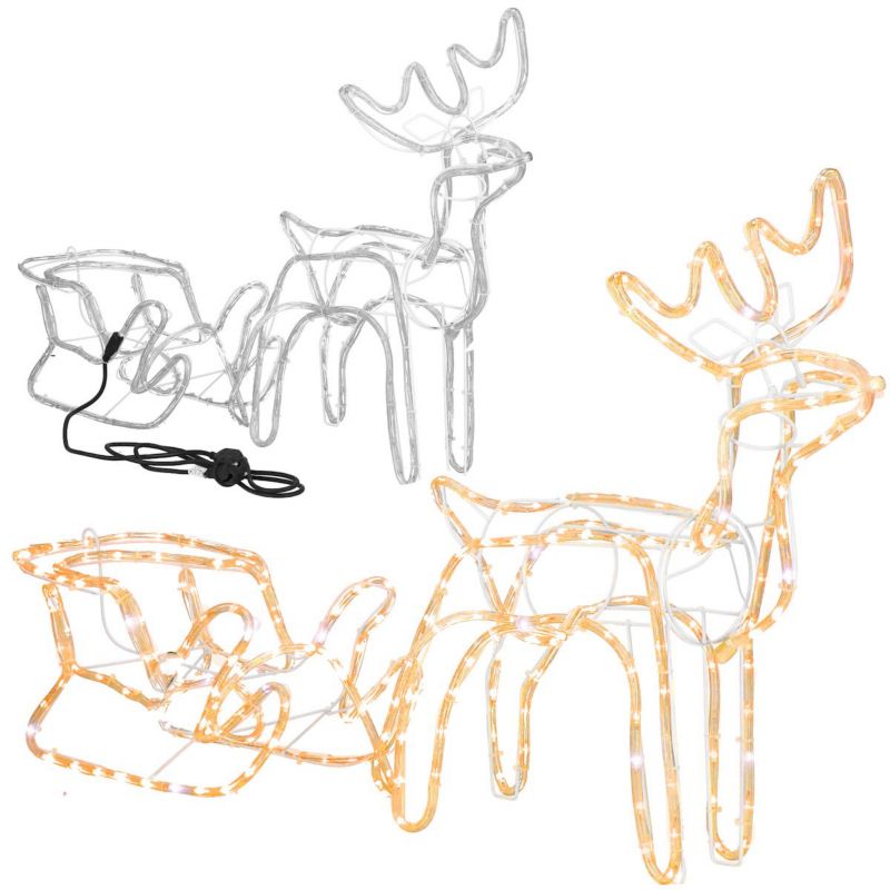 Renifer Led Springos 120 cm z saniami biały ciepły + flash 1 szt.