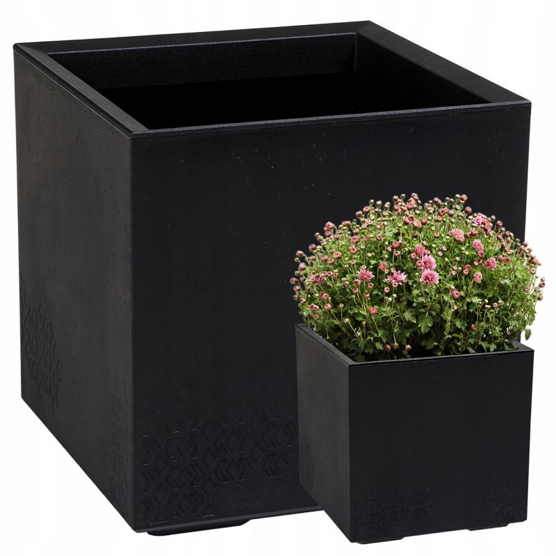 Doniczka Lamela KARO donica kwietnik 30x30x30cm imitacja betonu czarna 1 szt.