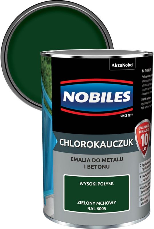 Emalia chlorokauczukowa Nobiles do metalu i betonu zielony mchowy 0,9 l