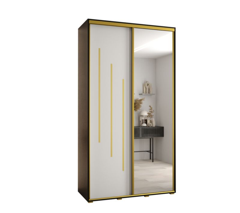 Szafa przesuwna Abiks DAVOS 9 wysoka szer.130cm gł.45cm czarny/biały/złoty 1szt.